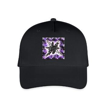 Creatively patterned blob on black and violet - Organic Kids’ Baseball Cap - black - Front