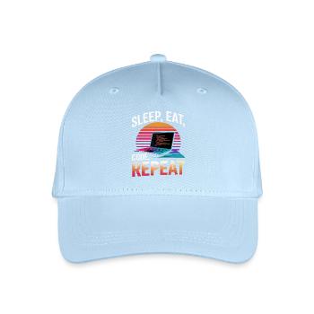 Schlaf Essen Code Wiederholen Geschenk Programmierer Entwickler - Kinder Bio Basecap - Hellblau - Vorne