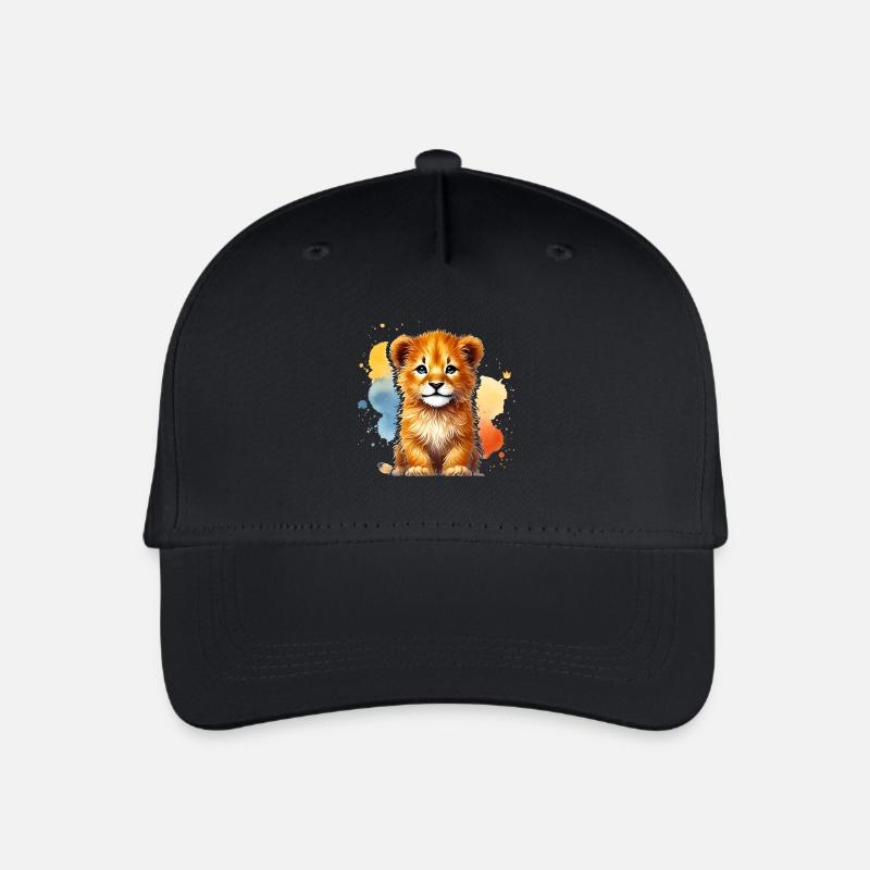 Entzückende Aquarell Löwenjunges Kunst - Kinder Bio Basecap - Schwarz