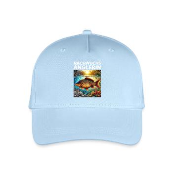 Nachwuchs Anglerin - Karpfen Motiv - Kinder Bio Basecap - Hellblau - Vorne