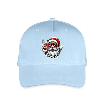 Rock On Santa Lustiges Weihnachtsdesign - Kinder Bio Basecap - Hellblau - Vorne