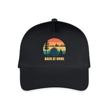 Angler am See mit Zelt - Back at Home - Kinder Bio Basecap - Schwarz - Vorne