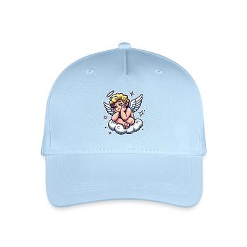 Funny Cherub on Cloud Pop Art Design - Organic Kids’ Baseball Cap - light blue - Front