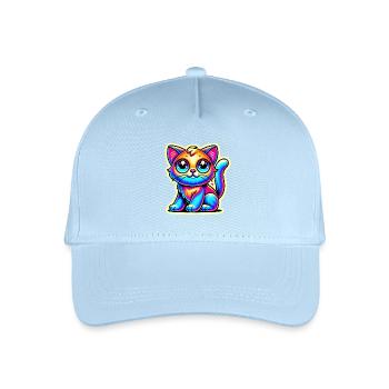 Neon Glow Crazy Cat Design - Organic Kids’ Baseball Cap - light blue - Front