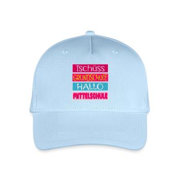 TSCHÜSS GRUNDSCHULE HALLO MITTELSCHULE - Kinder Bio Basecap - Hellblau - Vorne
