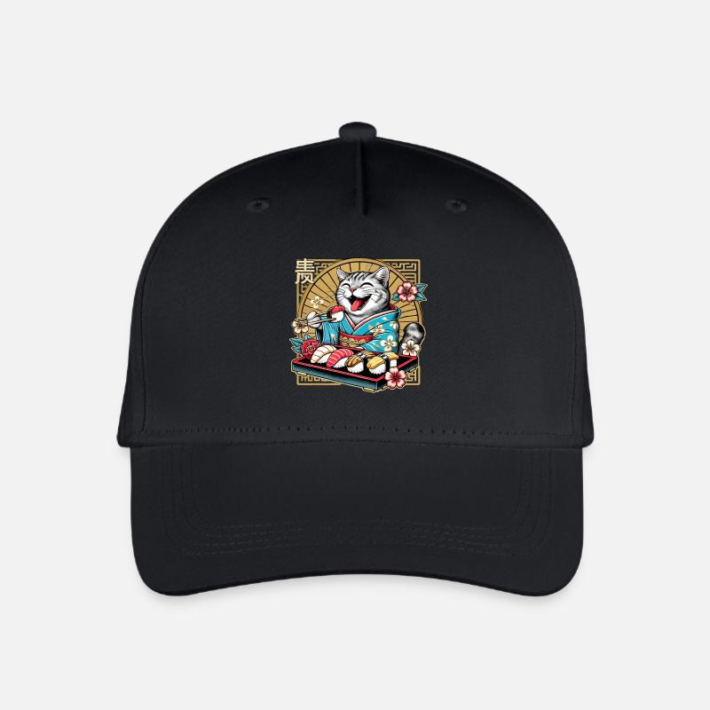 Sushi Katze getigert Kimono Maki Nigiri Geschenk - Kinder Bio Basecap - Schwarz