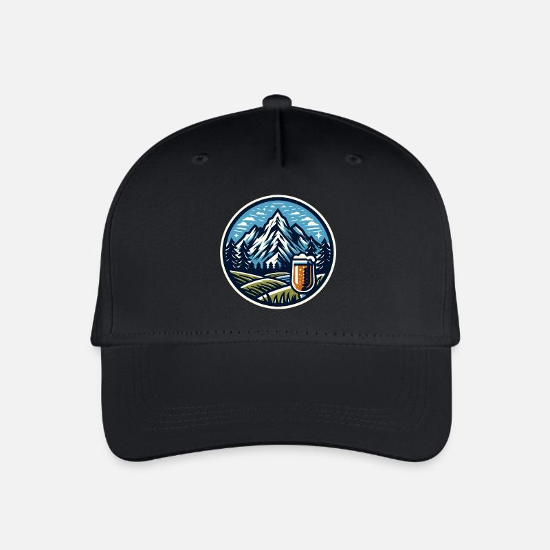 Berg und Bier Naturmotiv - Kinder Bio Basecap - Schwarz
