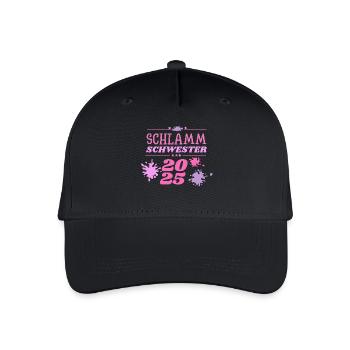 Schlamm Schwester 2025 muddy run Matsch Lauf Motto - Kinder Bio Basecap - Schwarz - Vorne