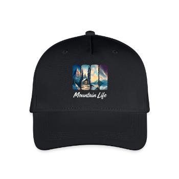 Mountain View with Forest Cabin and Lake - Organic Kids’ Baseball Cap - black - Front