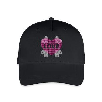 Herz mit Love. - Kinder Bio Basecap - Schwarz - Vorne