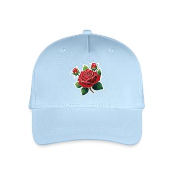 Rote Rose – Rockabilly - Kinder Bio Basecap - Hellblau - Vorne