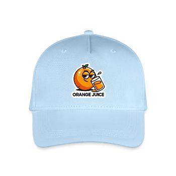 "Orangensaft" Fun Cartoon Zitrusgetränk - Kinder Bio Basecap - Hellblau - Vorne