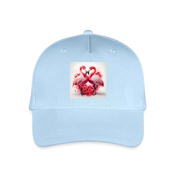 Cœurs de Flamants Rose et Fleurs - Casquette de baseball bio Enfant - bleu clair - Devant