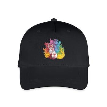 Regenbogen Kitsune mythischer Fuchs Geschenk Manga - Kinder Bio Basecap - Schwarz - Vorne