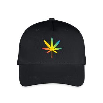Cannabis / Marihuana / Hanf (Rainbow / Verlauf) - Kinder Bio Basecap - Schwarz - Vorne