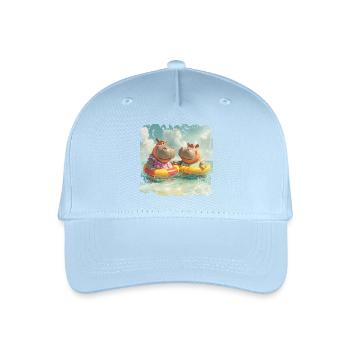South Sea Hippos in Swimming Rings - Organic Kids’ Baseball Cap - light blue - Front