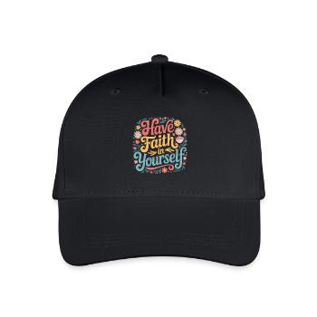 Hab Vertrauen in dich selbst – Blumendesign - Kinder Bio Basecap - Schwarz - Vorne