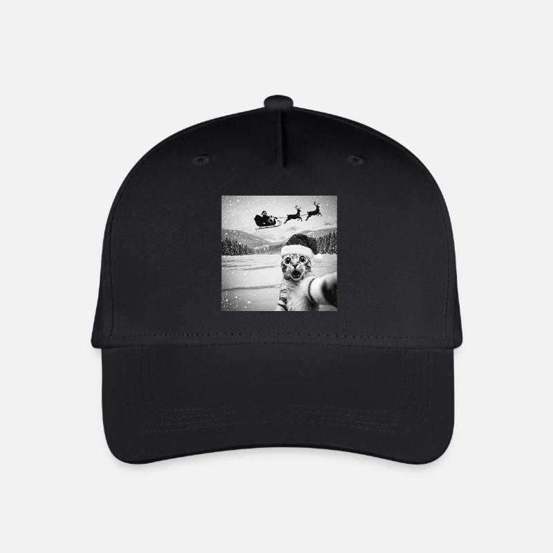 Selfie de chat avec le Père Noël drôle - Casquette de baseball bio Enfant - noir