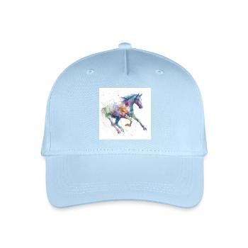 Lebendiges Aquarellpferd - Kinder Bio Basecap - Hellblau - Vorne