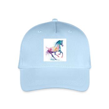 Rainbow Watercolor Horse - Organic Kids’ Baseball Cap - light blue - Front