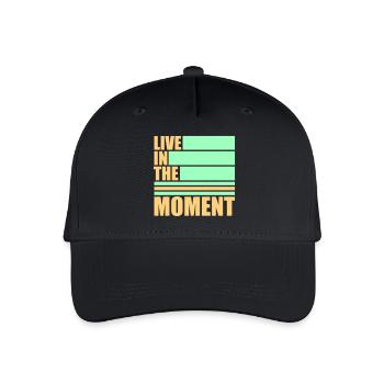 Live In The Moment Achtsamkeit Präsenz Bewusstsein - Kinder Bio Basecap - Schwarz - Vorne