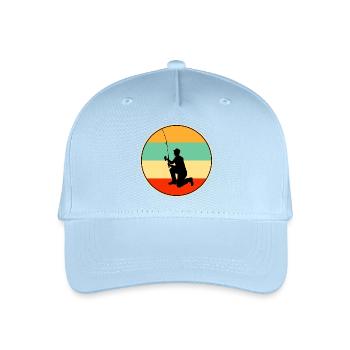 Papa Fisherman Retro Vintage Angelpapa - Kinder Bio Basecap - Hellblau - Vorne