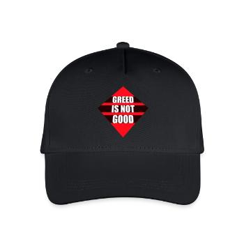 Greed Is Not Good Antikapitalismus Aussage Protest - Kinder Bio Basecap - Schwarz - Vorne