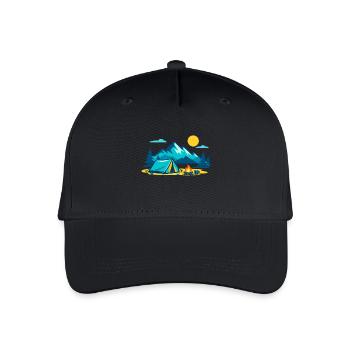 Mountain tent camping under sunny mountain scenery - Organic Kids’ Baseball Cap - black - Front