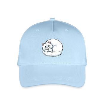 Chat Blanc Angora Yeux Bleus Enroulé Mignon - Casquette de baseball bio Enfant - bleu clair - Devant