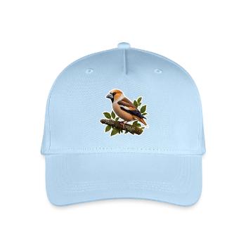 Edler Kernbeißer Sticker – Detailreiche Natur-Illu - Kinder Bio Basecap - Hellblau - Vorne
