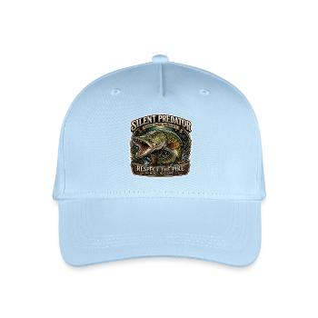 Silent Predator – Respektieren Sie das Design des Hechtfischens - Kinder Bio Basecap - Hellblau - Vorne