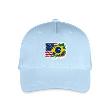 Sticker USA Brésil - Design Drapeau Double Nationa - Casquette de baseball bio Enfant - bleu clair - Devant