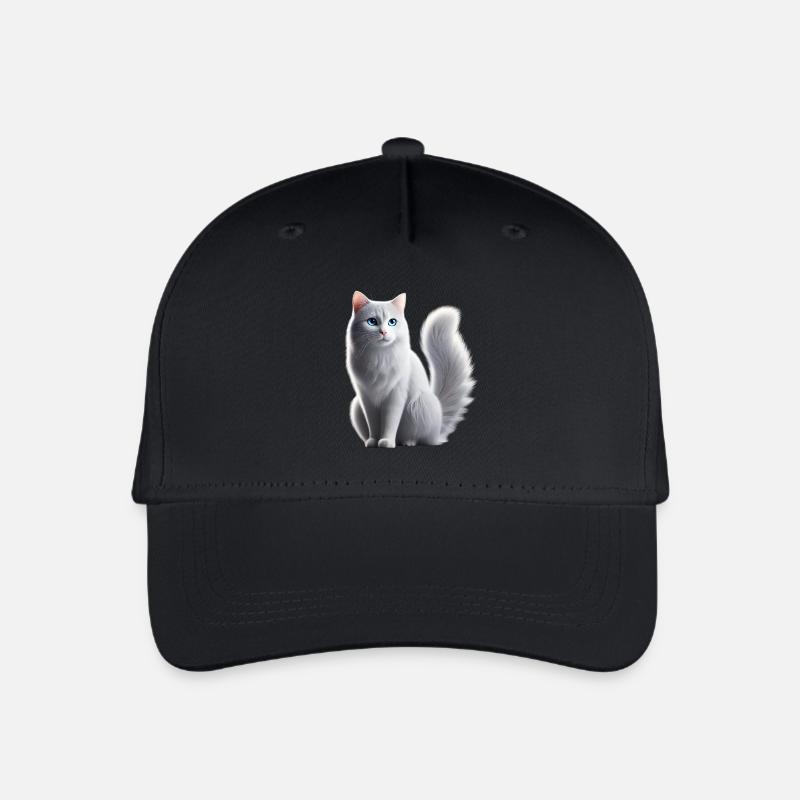 Katze Weiß Blaue Augen - Kinder Bio Basecap - Schwarz