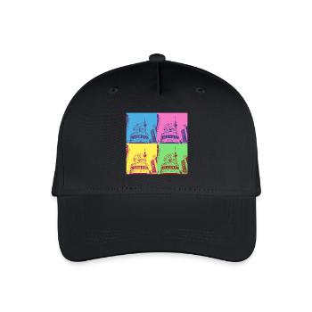 Berlin Skyline Stadt Deutschland Pop Art Style - Kinder Bio Basecap - Schwarz - Vorne