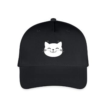Lustiges Kawaii-Katzengesicht - Kinder Bio Basecap - Schwarz - Vorne