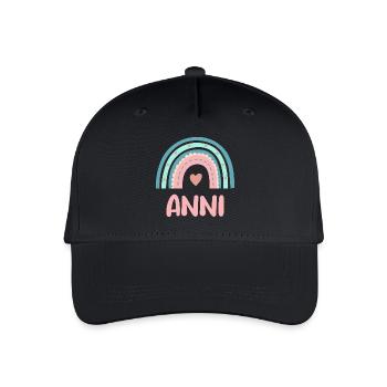 Anni Name Regenbogen Baby - Kinder Bio Basecap - Schwarz - Vorne