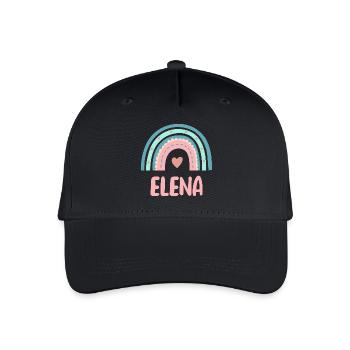 Elena Name Regenbogen Baby - Kinder Bio Basecap - Schwarz - Vorne