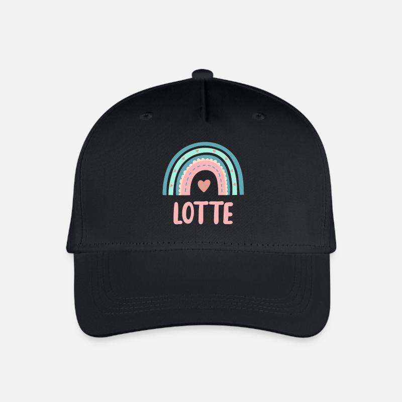 Lotte Name Regenbogen Baby - Kinder Bio Basecap - Schwarz
