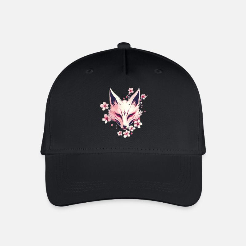 Fuchs Japanische Maske - Kinder Bio Basecap - Schwarz