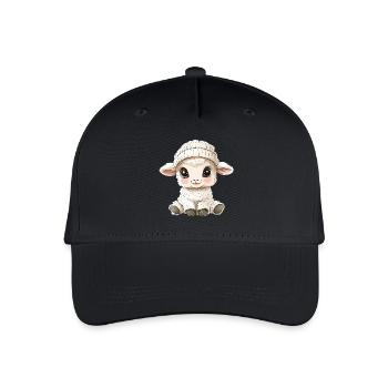 Schaf Süß Niedlich Baby Kinder Tier Lamm Cartoon - Kinder Bio Basecap - Schwarz - Vorne