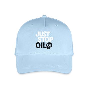 Auffällige „Just Stop“-Protestgrafik - Kinder Bio Basecap - Hellblau - Vorne