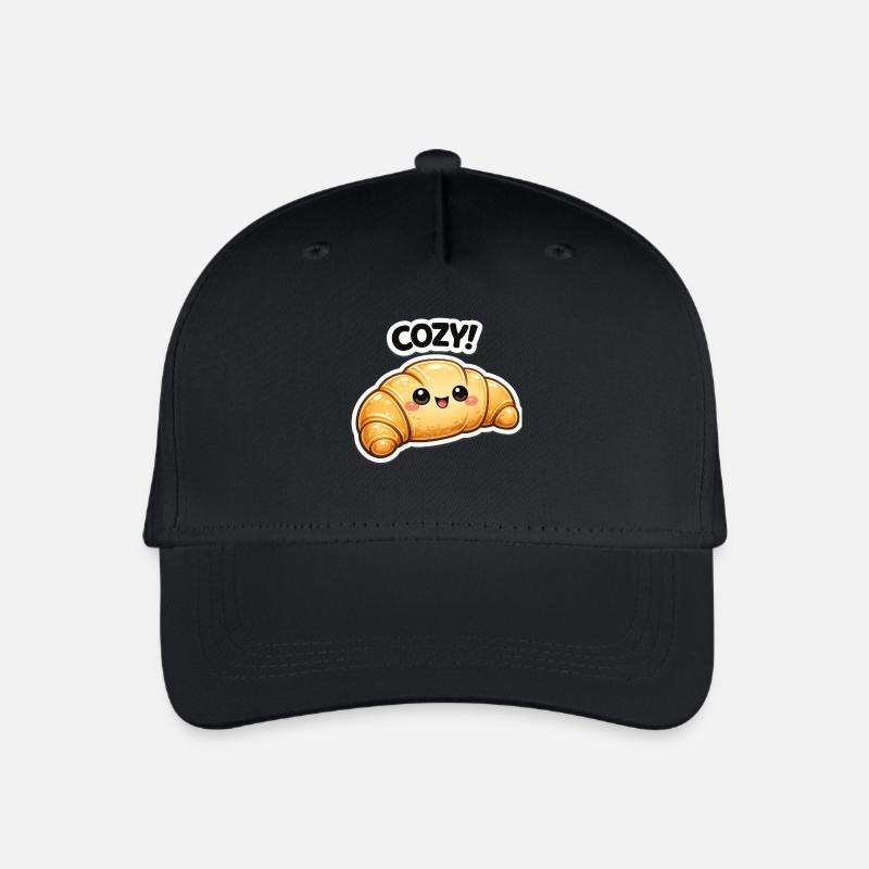 Kuscheliges Croissant-Kawaii - Kinder Bio Basecap - Schwarz