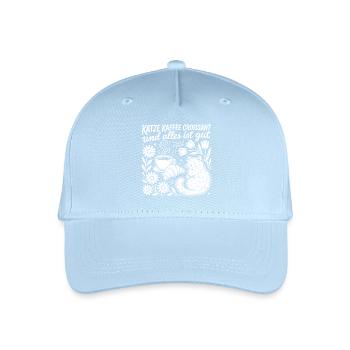 Katze Kaffee Croissant - Kinder Bio Basecap - Hellblau - Vorne