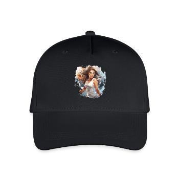 Tennis Spielerin - Illustration - Kinder Bio Basecap - Schwarz - Vorne