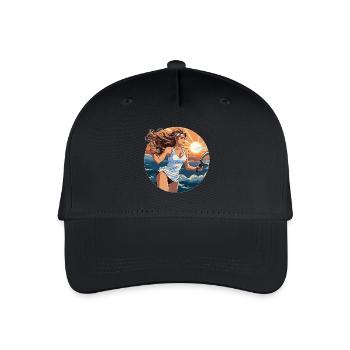 Tennis Spielerin - Illustration - Kinder Bio Basecap - Schwarz - Vorne