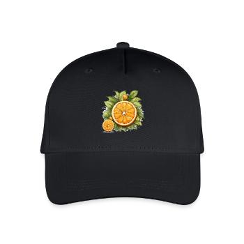 Orange - Illustration - Kinder Bio Basecap - Schwarz - Vorne