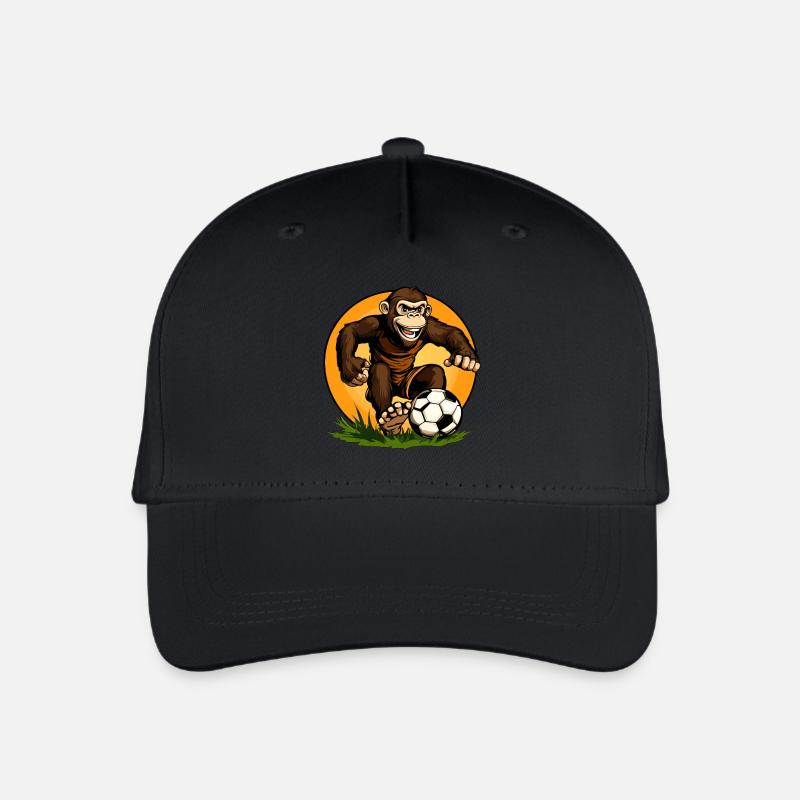 Affen Fussball - Kinder Bio Basecap - Schwarz