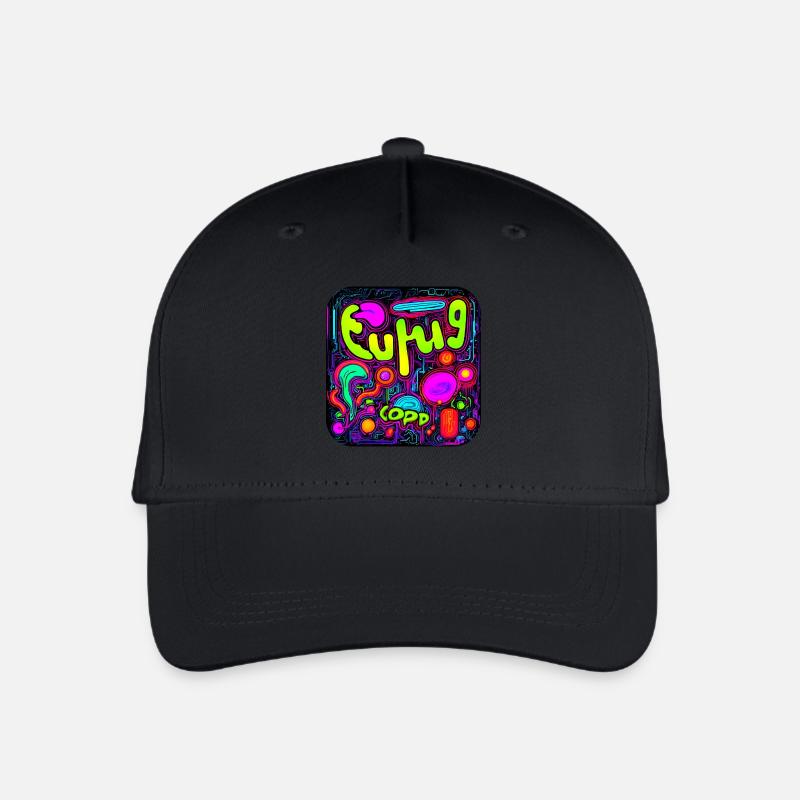 Neon Farben Leuchtend Stil UV - Kinder Bio Basecap - Schwarz