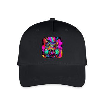 Neon Farben Bunt Kreativ Style Glow - Kinder Bio Basecap - Schwarz - Vorne