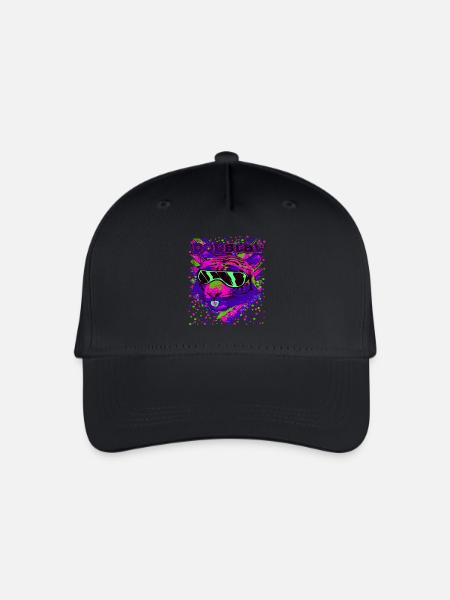 Pop Star Neon Cats Illustration - Organic Kids’ Baseball Cap - black